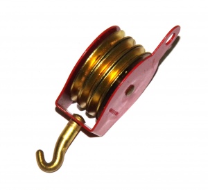 153 Pulley Block Triple + Hook Light Red Original