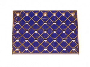 53 Flanged Plate 7x5 Hole Blue and Gold Original