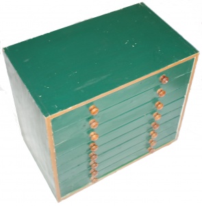 8 Drawer Green Cabinet for Meccano