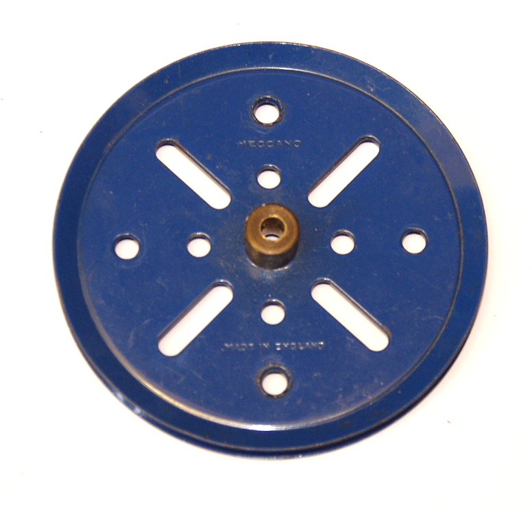 Meccano Blue Pulley 19b 3" Diameter Original Used Condition 