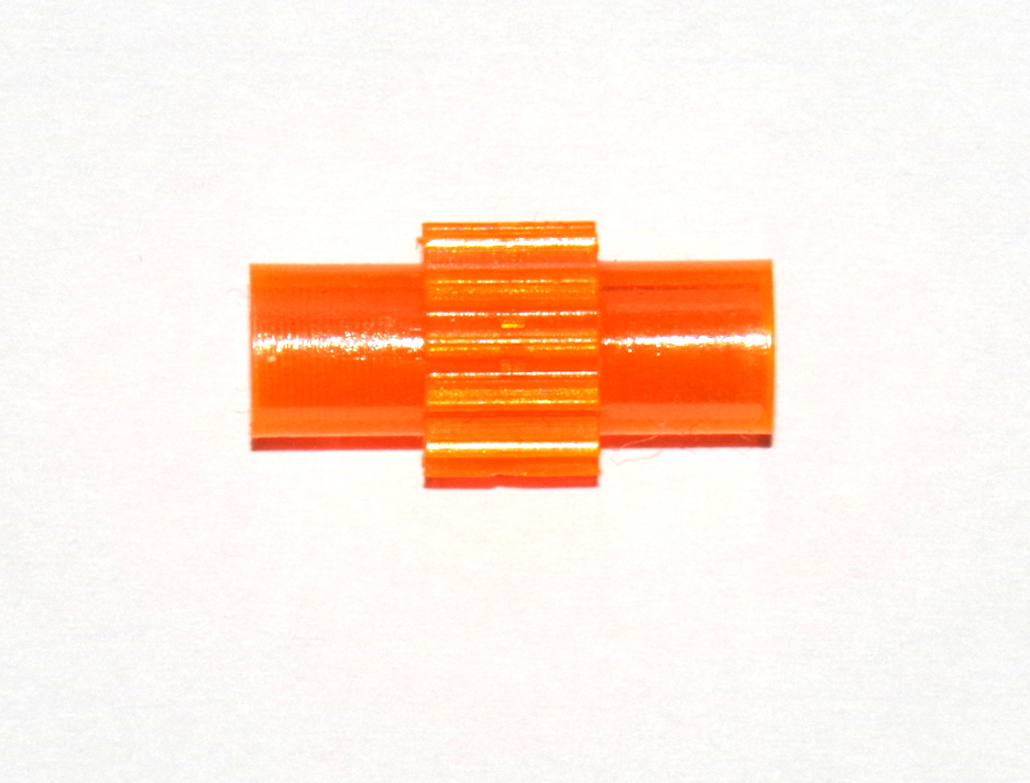 213d Tri-Flat Axle Connector & Pinion Transparent Orange Plastic Original